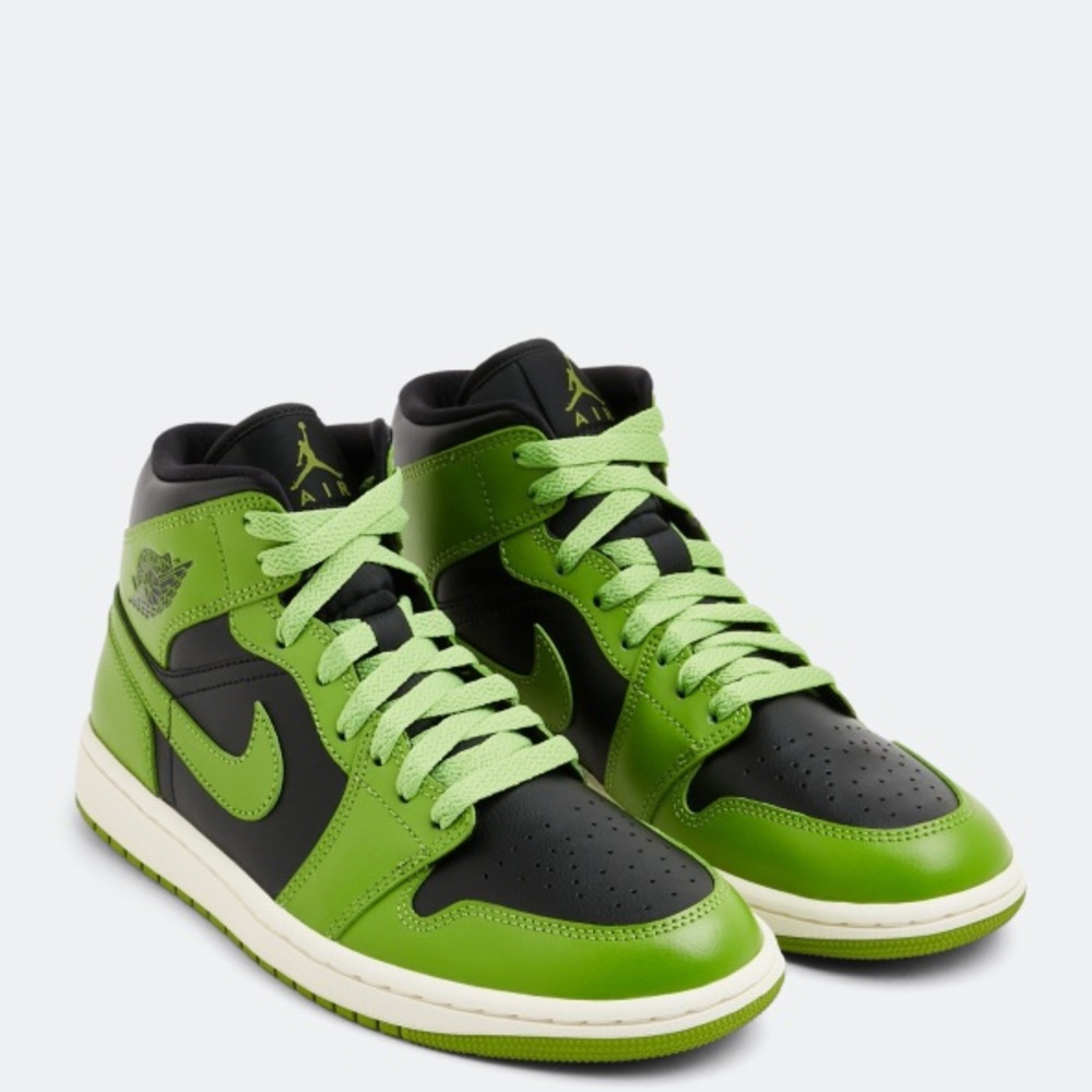 Air Jordan 1 Mid Black Altitude Green‎ Sail BQ6472 031 Women’s Sz. 9